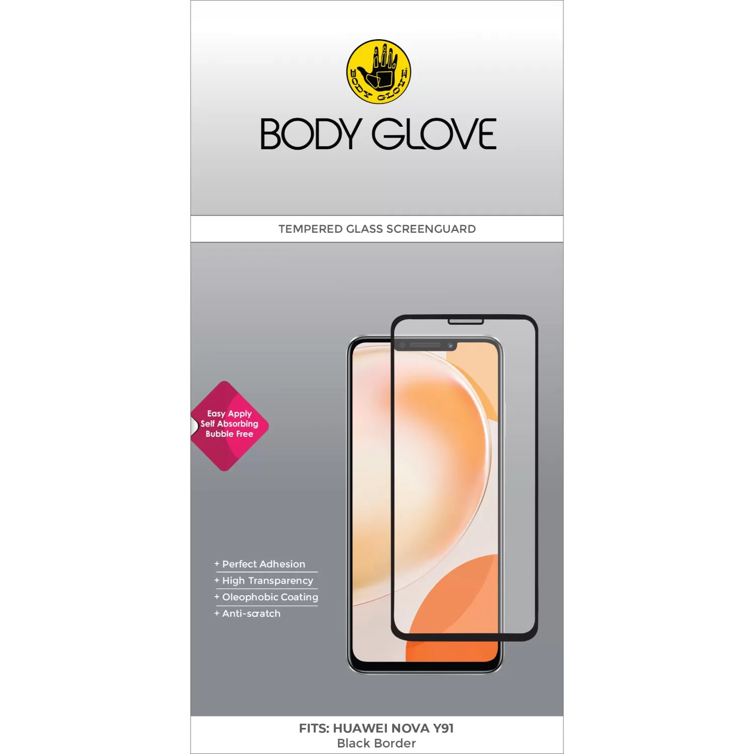 Huawei nova Y91 Body Glove Screen Protector - Black Border