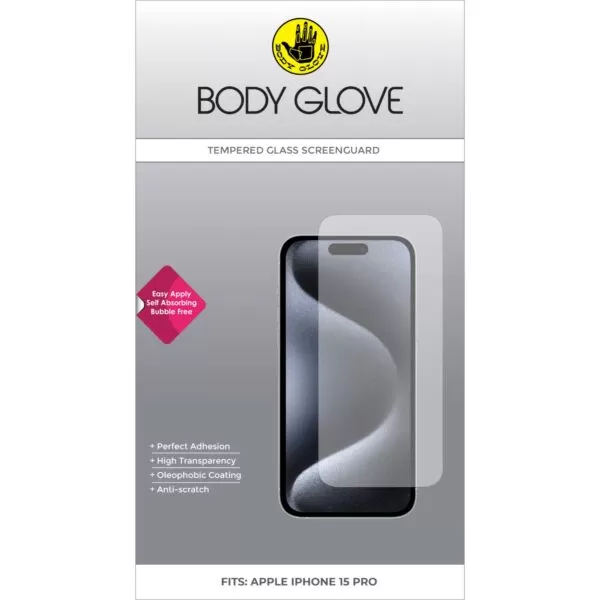 Apple iPhone 15 Pro Body Glove Clear Tempered Glass Screen Protector