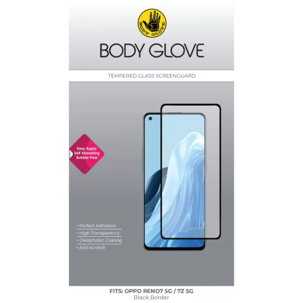 Body Glove Tempered Glass Screen Protector for the Oppo Reno 8 / Reno7 5G / Reno 7z 5G Clear