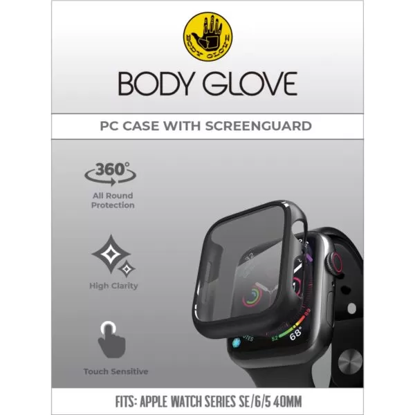 Body Glove Apple SE | 4 | 5 | 6 40mm Watch Case - Black and Clear - Image 2