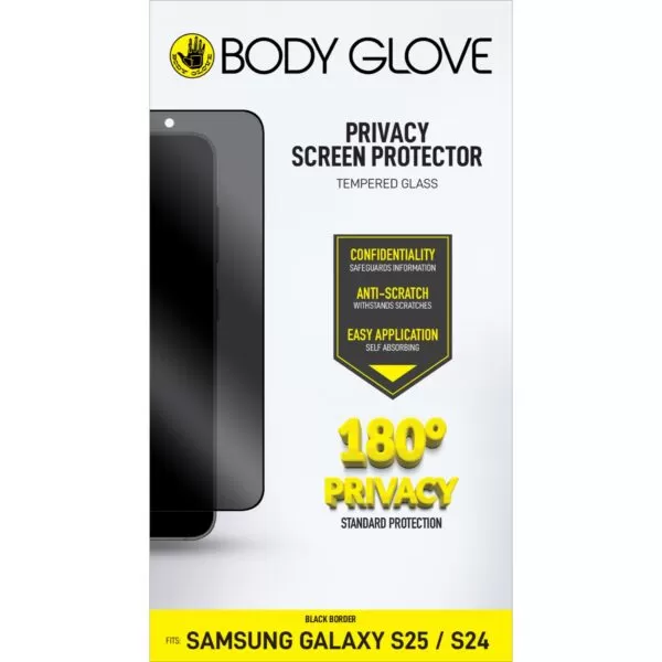 Samsung Galaxy S25 / S24 Body Glove Privacy Screen Protector - Black Border