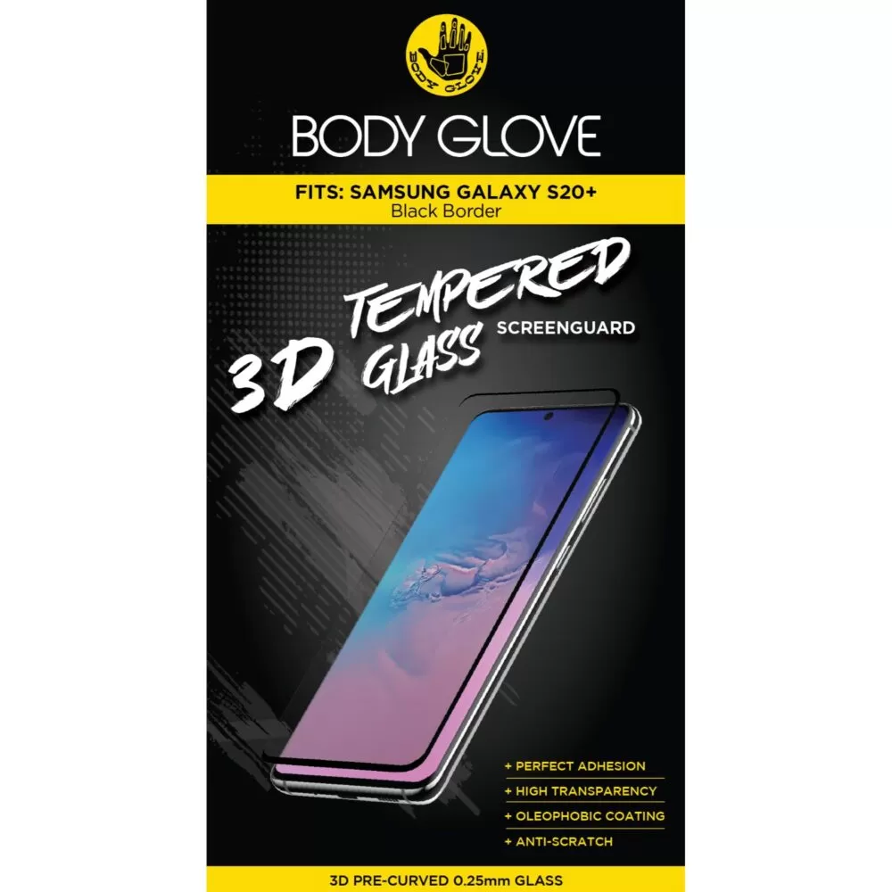 Body Glove 3D Tempered Glass Screen Protector for the Samsung Galaxy S20+ Clear