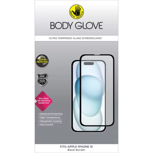 iPhone 15 Tempered Glass - Body Glove Ultra Screen Protector