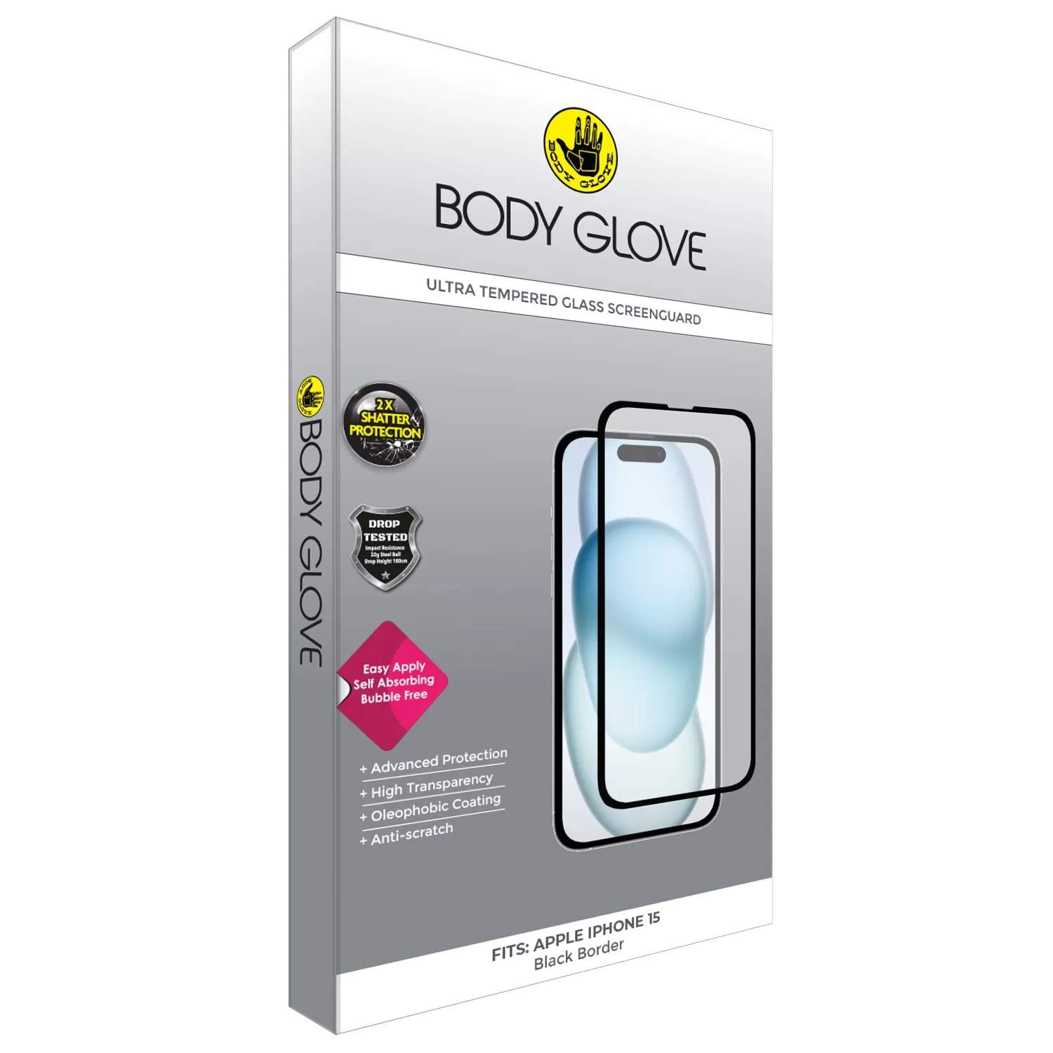 Apple iPhone 15 Body Glove Ultra Screen Protector - Black Border - Image 3