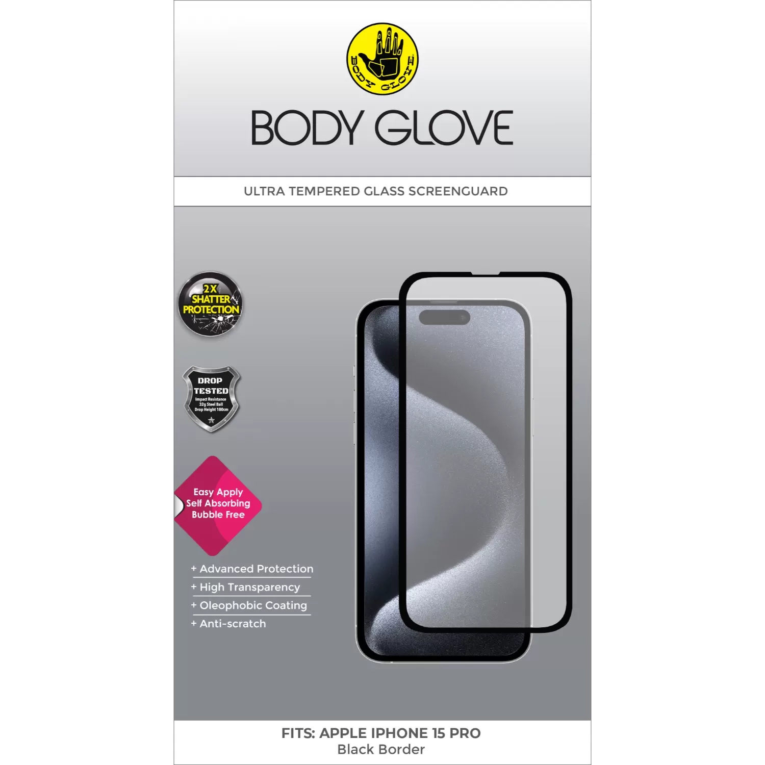 Apple iPhone 15 Pro Body Glove Ultra Tempered Glass Screen Protector