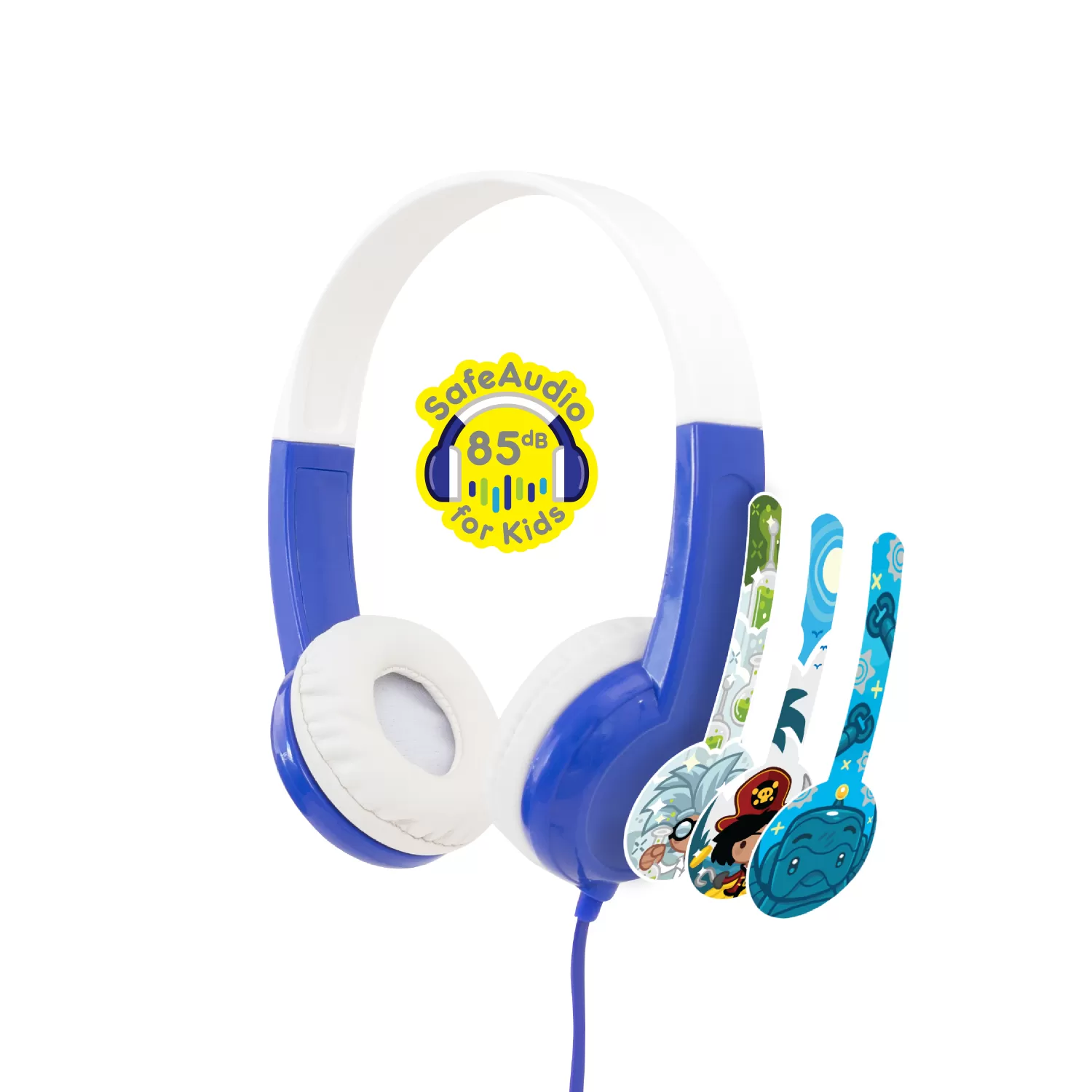Kids BuddyPhones Headphones - Wired Aux Blue - Image 3