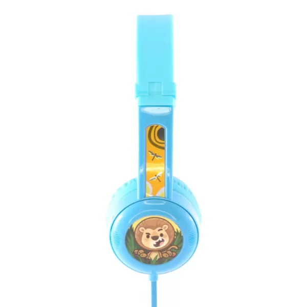 kids BuddyPhones Headphones – Travel Wired Aux Blue - Image 3