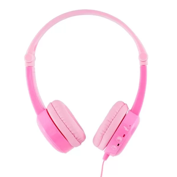 kids BuddyPhones Headphones Travel Wired Aux Pink - With Mic - Image 2