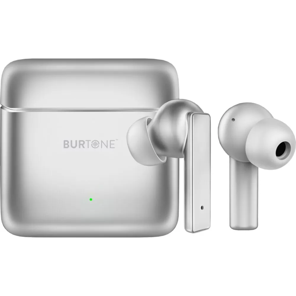 Burtone Bluetooth Metal Series Audio Universal Earphones Silver Wireless Earbuds