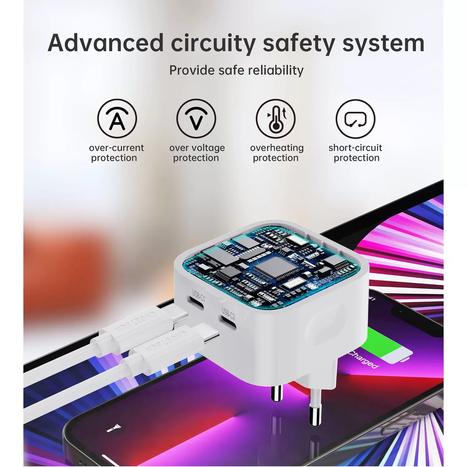35W Choetech PD Wall Charger – 2-Port White - Image 8