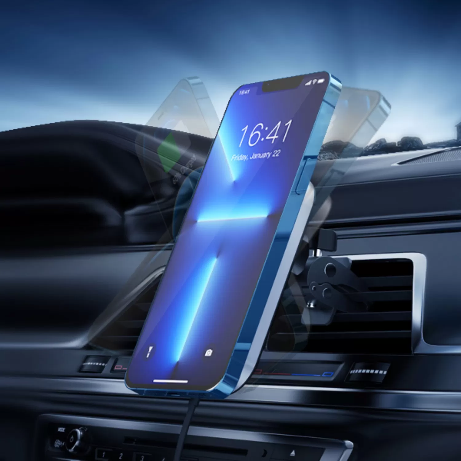 Choetech 15W Magnetic Wireless Car Charger - Black - Image 3