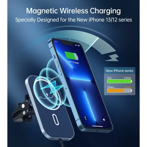 Choetech 15W Wireless Car Charger - Magnetic Black - Image 5