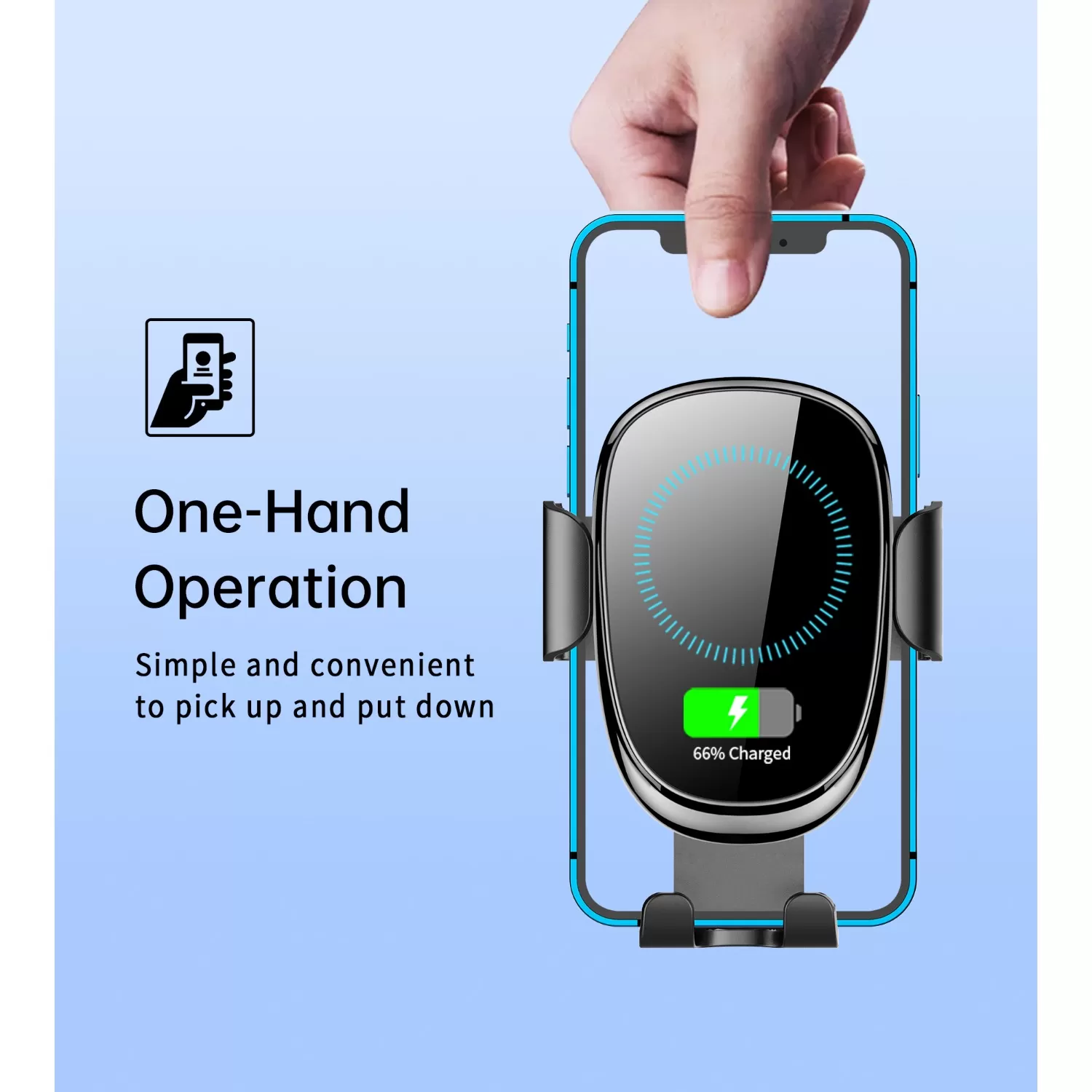 Choetech 15W Wireless Car Charger - Black - Image 4