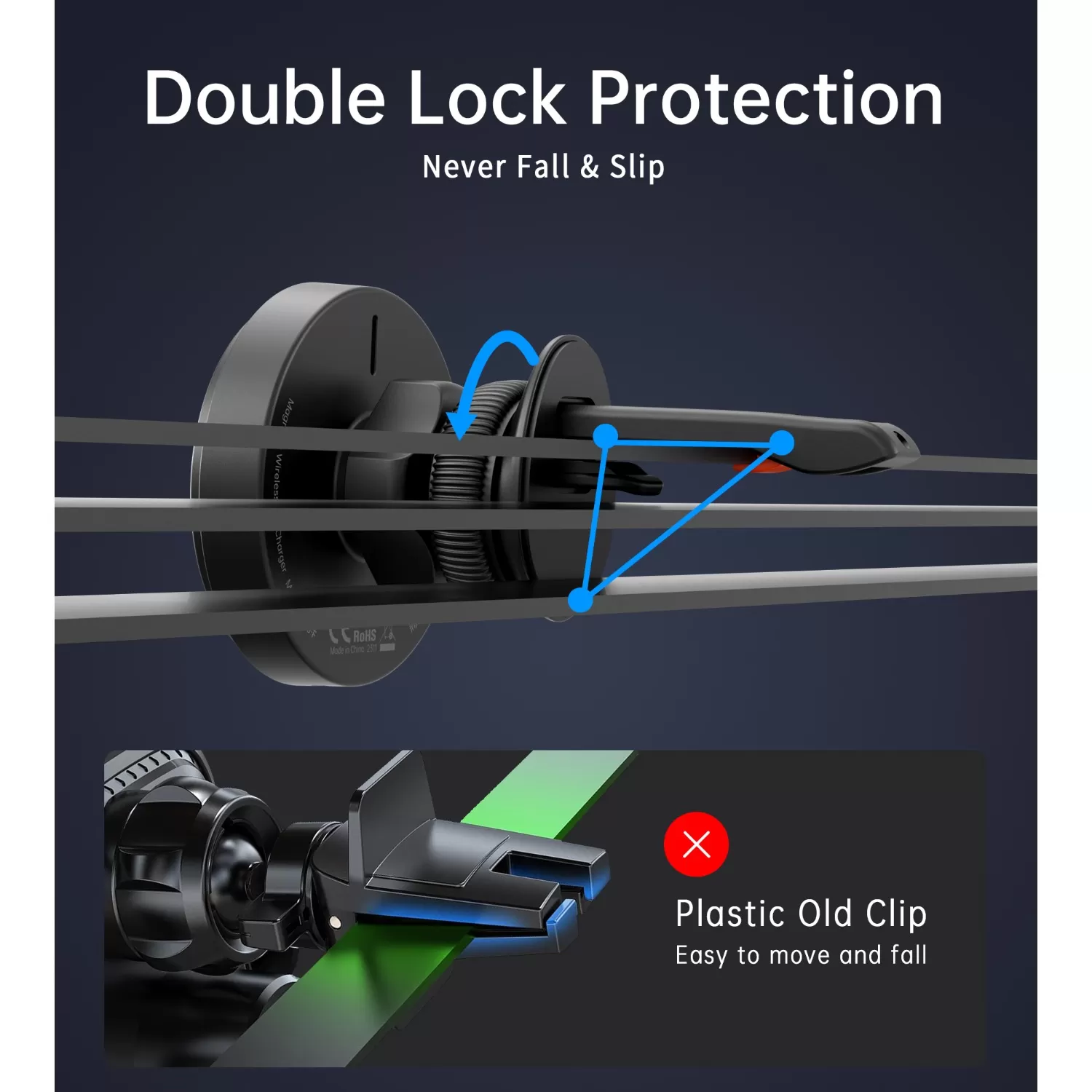 Choetech 15W Magnetic Wireless Car Charger - Black - Image 6