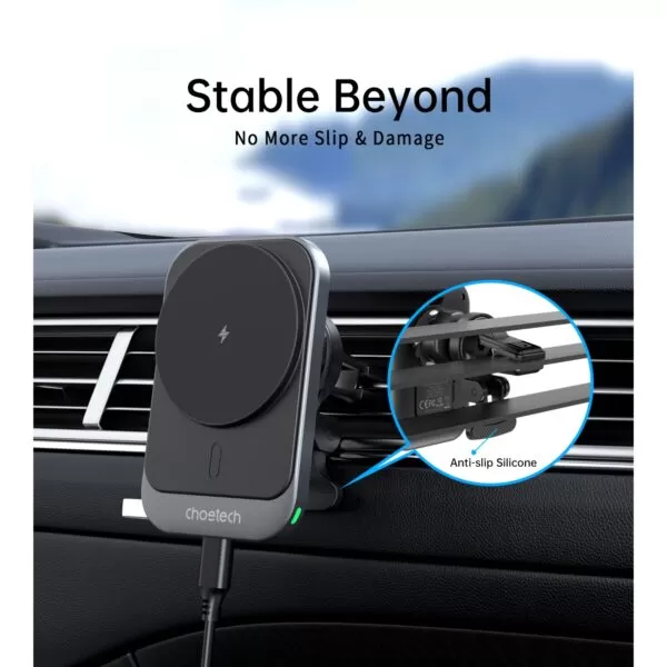 Choetech 15W Magnetic Car Charger - Wireless Black - Image 6