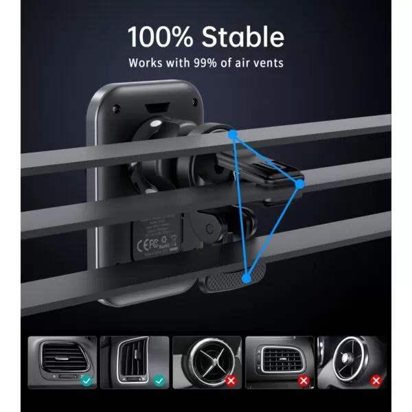 Choetech 15W Magnetic Car Charger - Wireless Black - Image 9