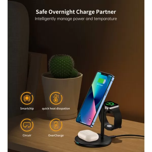 Choetech 15W Fast Wireless Charger - Magnetic Charging Stand - Image 11