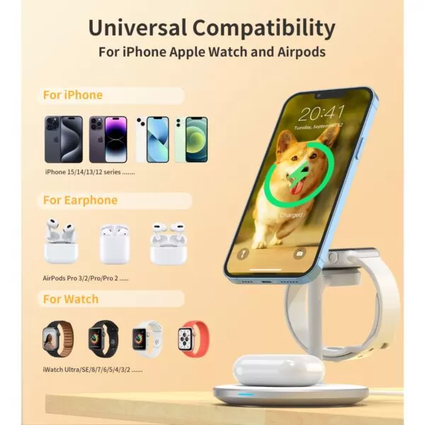 Choetech 15W Fast Wireless Charger - Charging Stand - White - Image 6