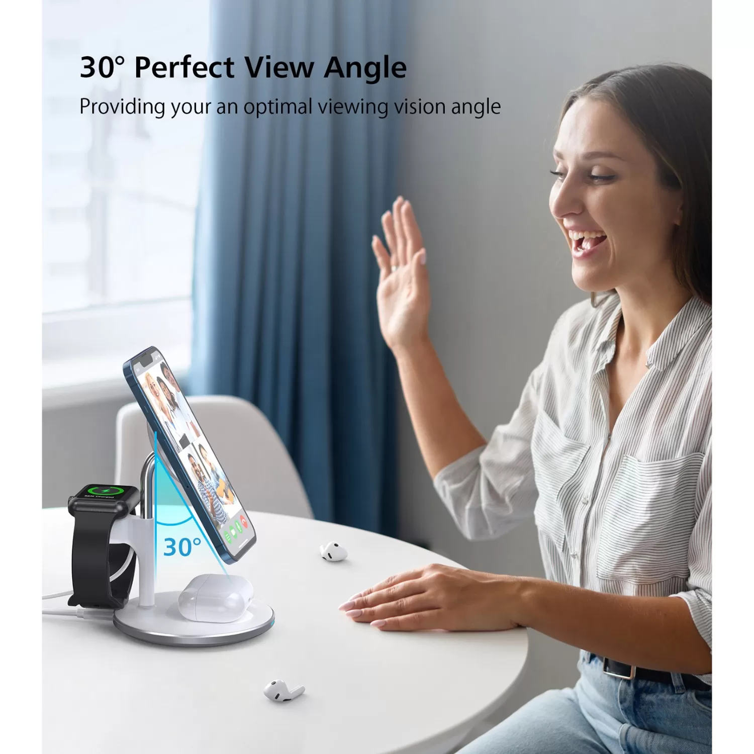 Choetech 15W Magnetic Wireless Charger - White - Image 10