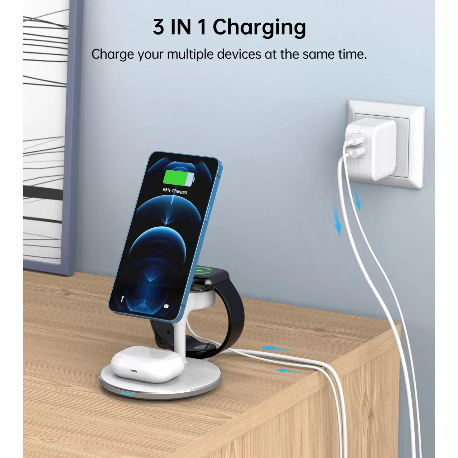 Choetech 15W Magnetic Wireless Charger - White - Image 5