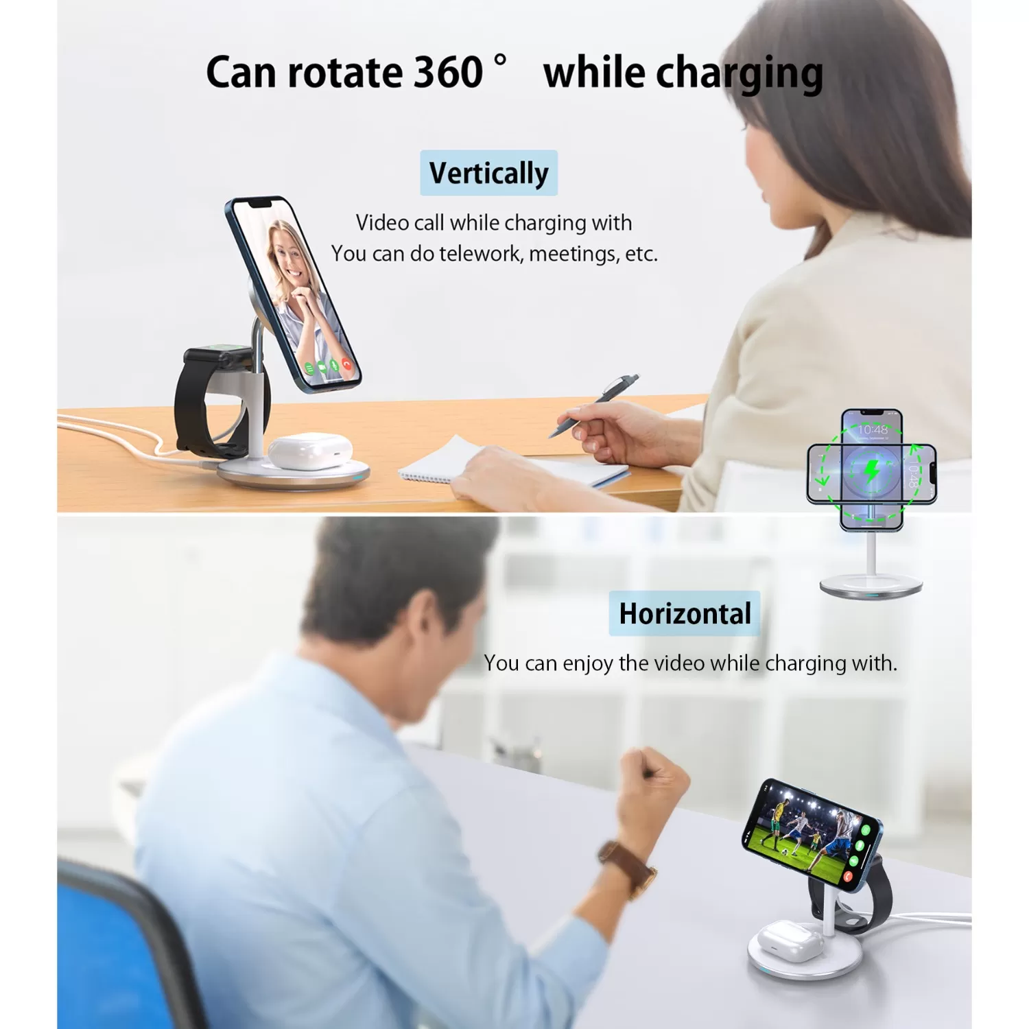 Choetech 15W Magnetic Wireless Charger - White - Image 6