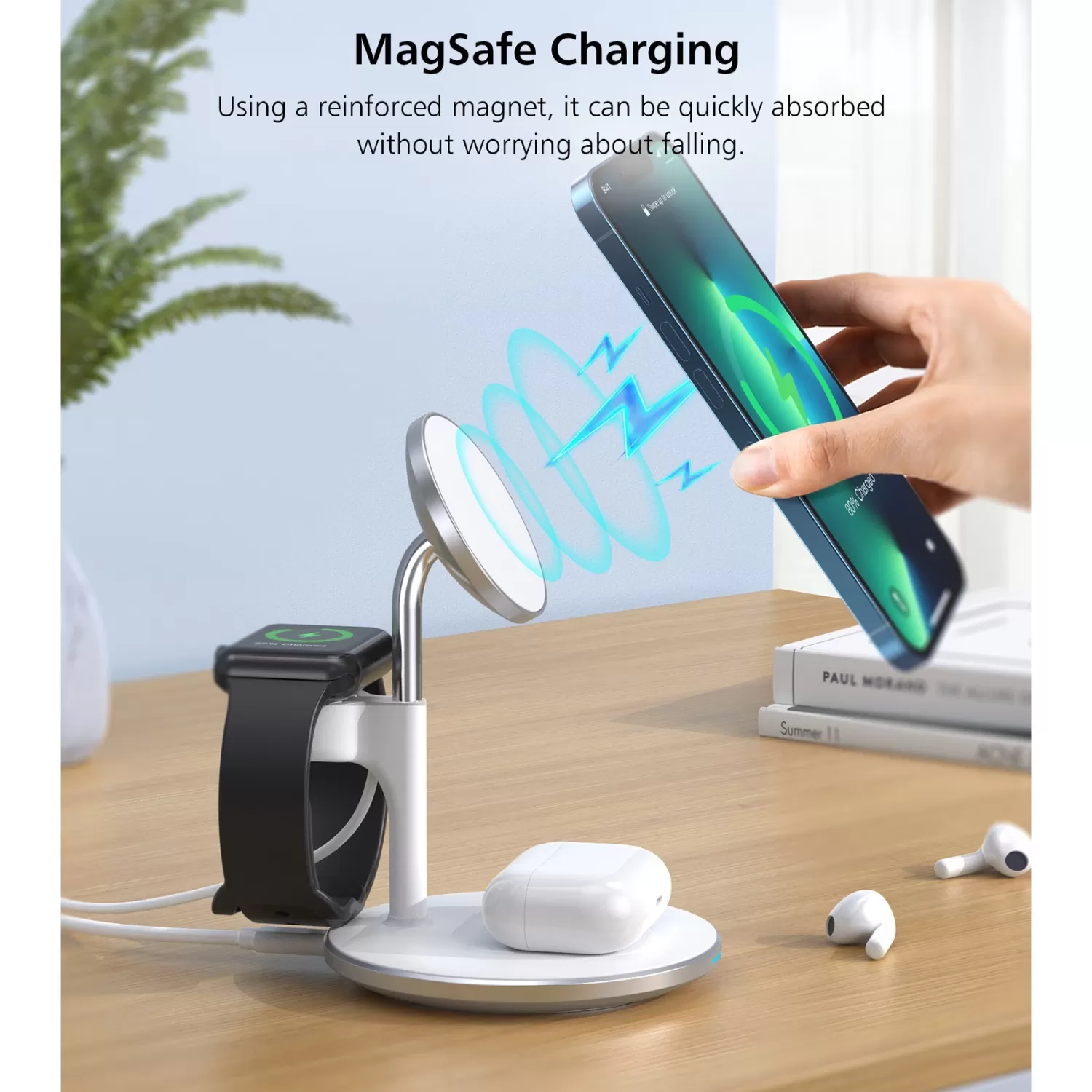 Choetech 15W Magnetic Wireless Charger - White - Image 7