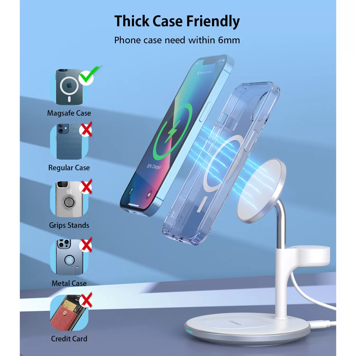 Choetech 15W Magnetic Wireless Charger - White - Image 8