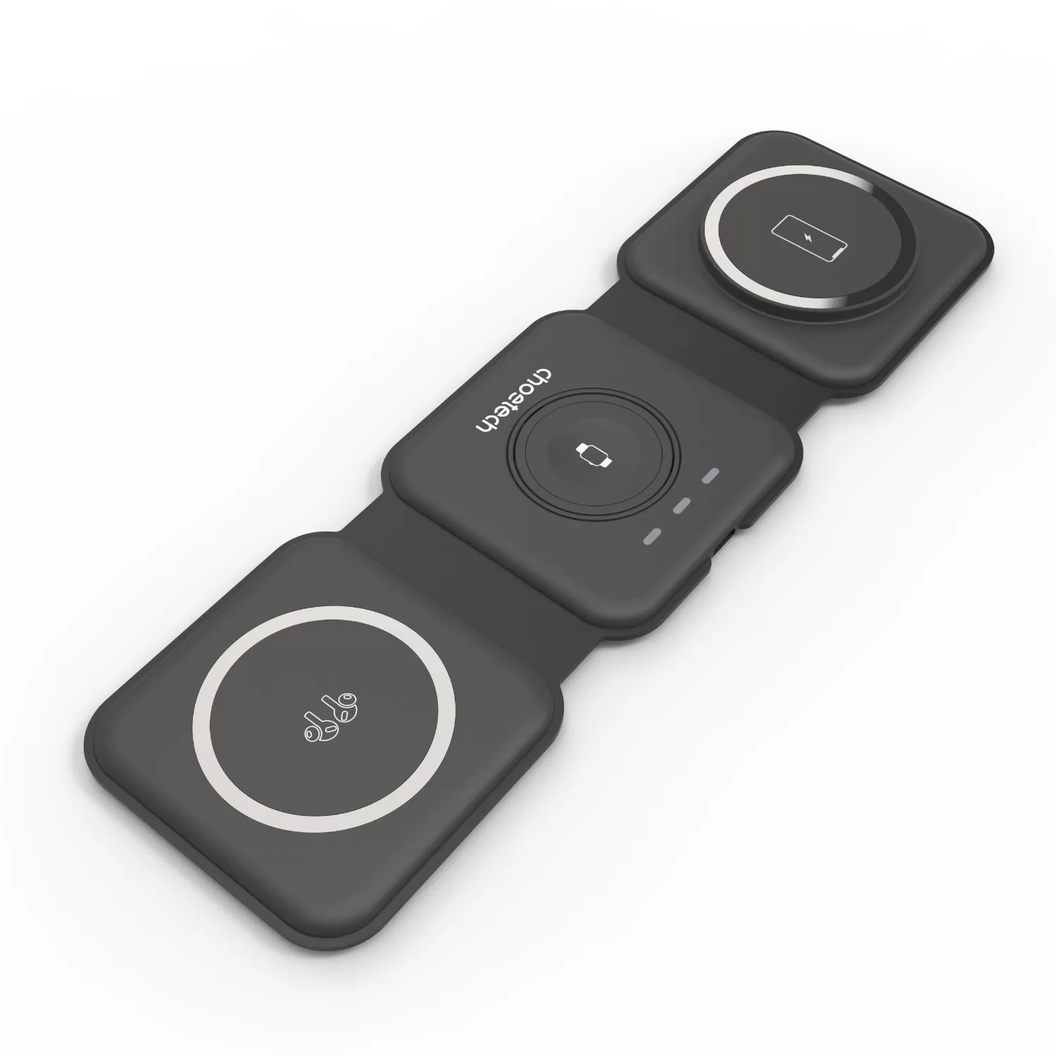 Choetech 15W 3-in-1 Portable Wireless Charger - Black - Image 2