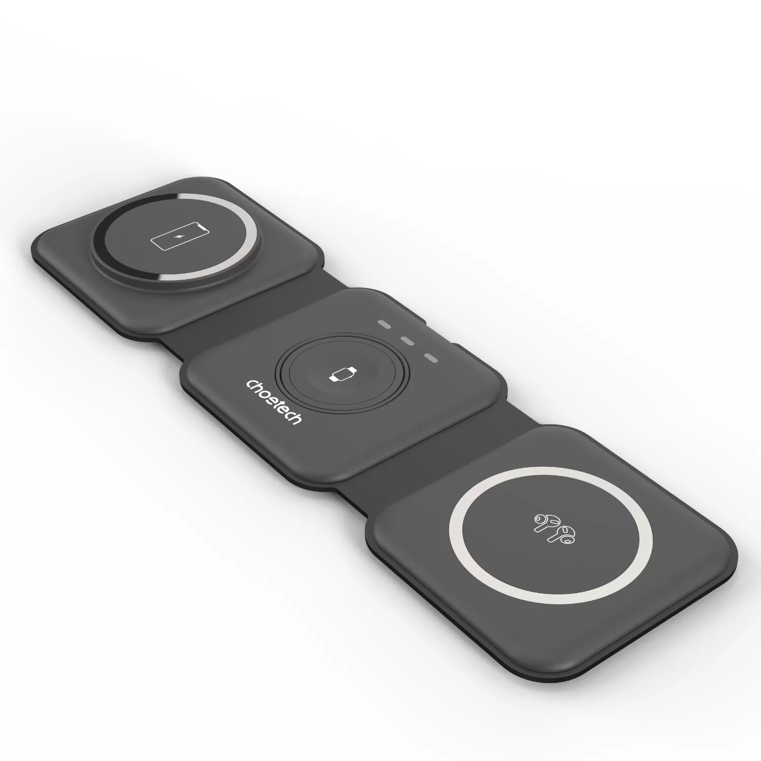 Choetech 15W 3-in-1 Portable Wireless Charger - Black - Image 3