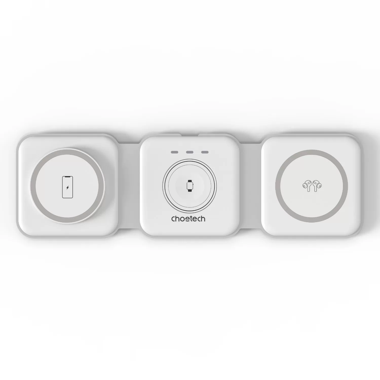 Choetech 15W 3-in-1 Magnetic Wireless Charging Pad - White