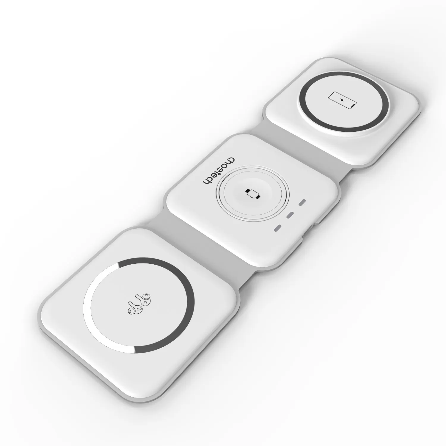 Choetech 15W 3-in-1 Magnetic Wireless Charging Pad - White - Image 2