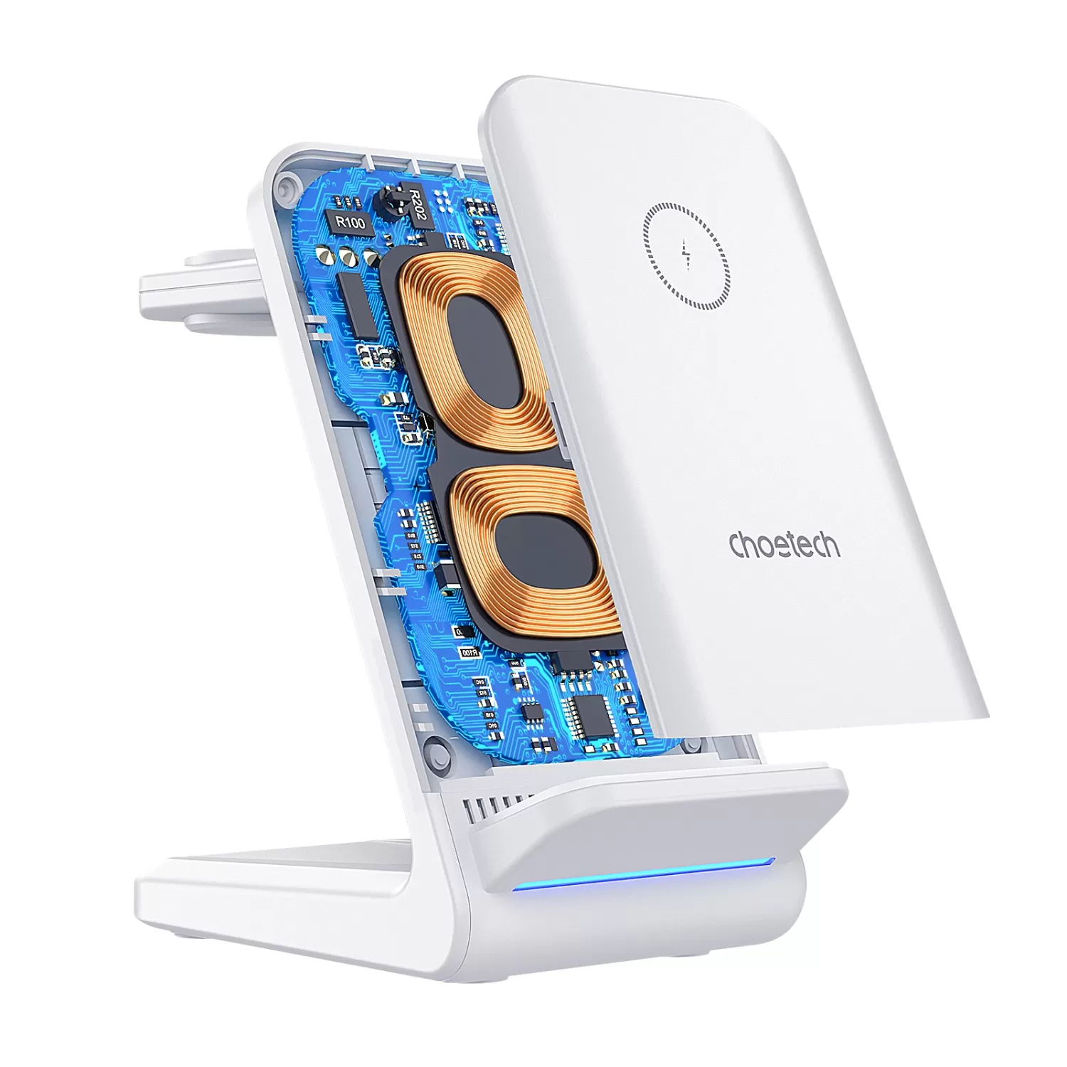 Choetech 15W 3-in1 Magnetic Wireless Charger - White - Image 3