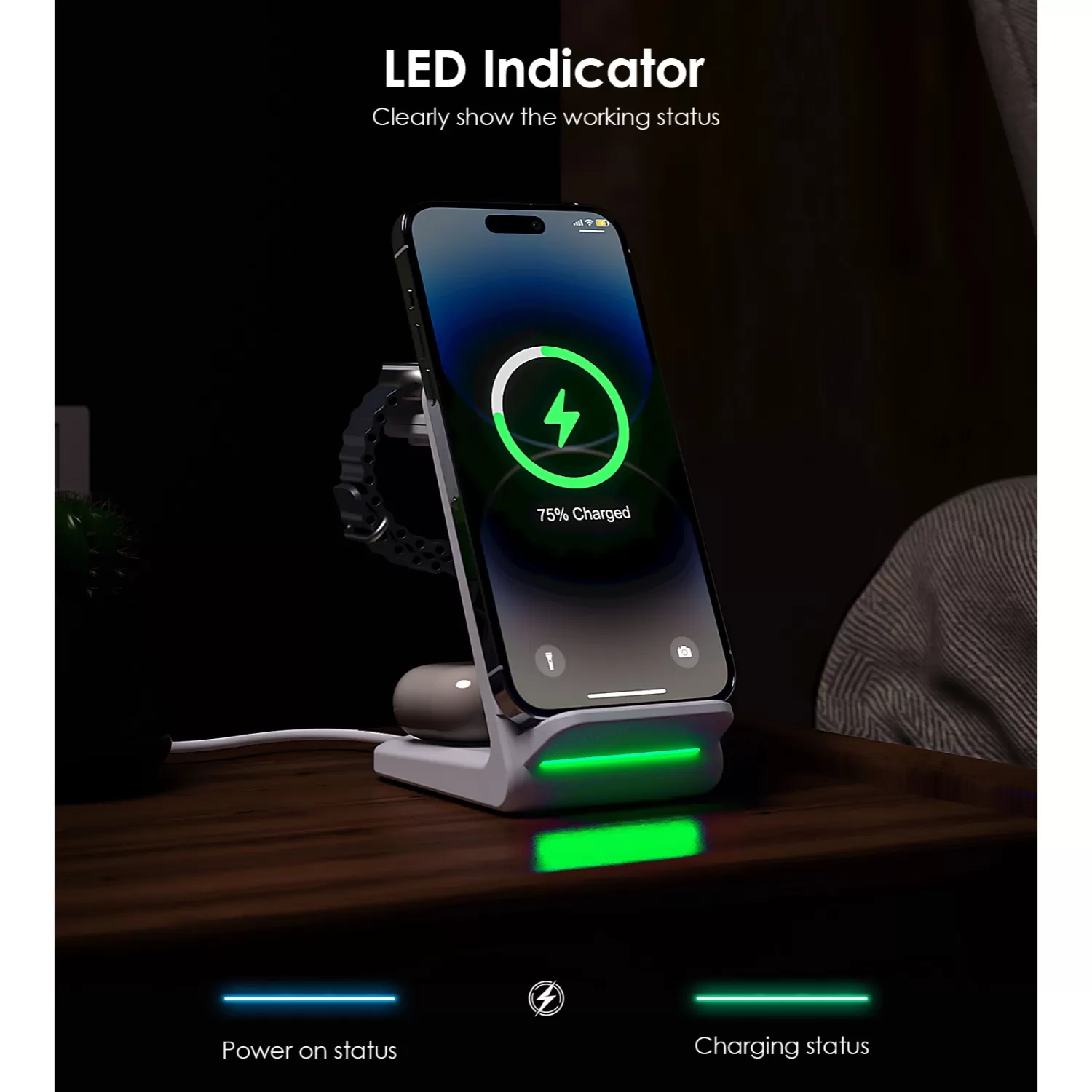 Choetech 15W 3-in1 Magnetic Wireless Charger - White - Image 7