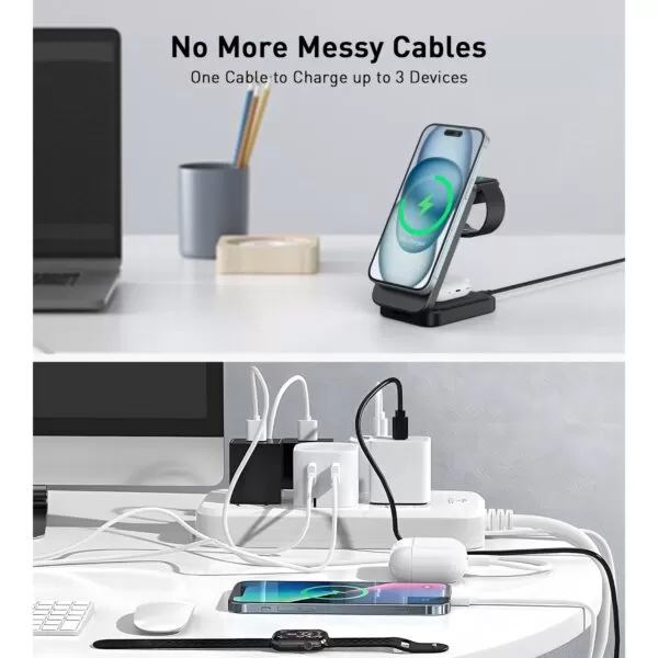 Choetech 15W Wireless Charger - 3 in 1 Magnetic Charging Stand - Image 10