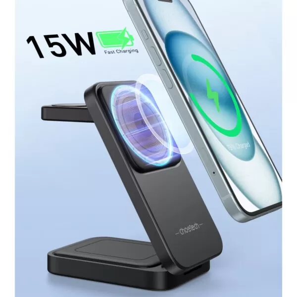 Choetech 15W Wireless Charger - 3 in 1 Magnetic Charging Stand - Image 5