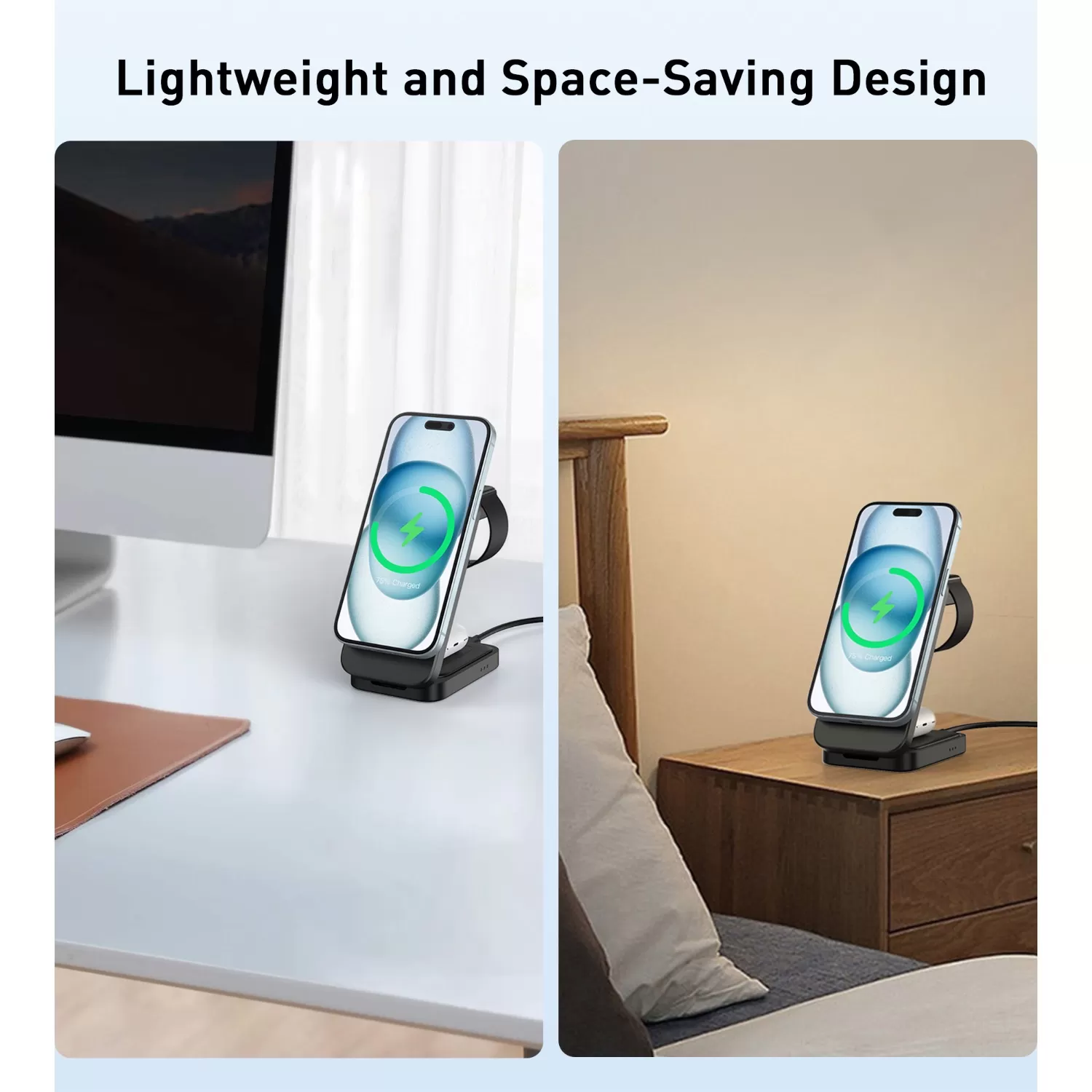 Choetech 15W 3-in-1 Magnetic Wireless Charger - Black - Image 4