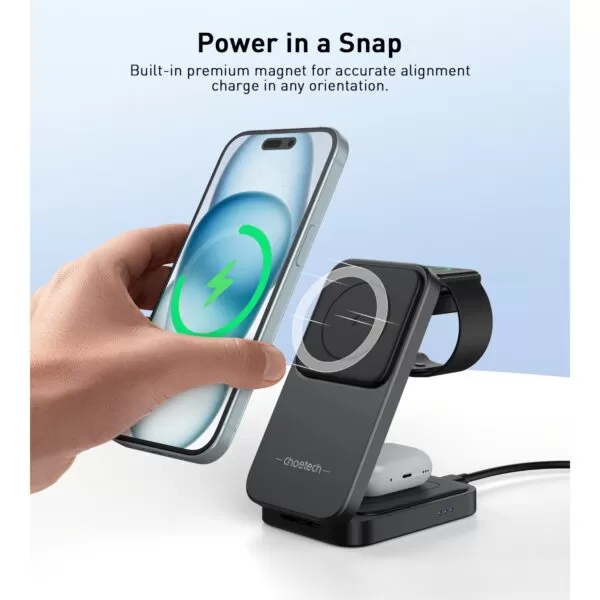 Choetech 15W Wireless Charger - 3 in 1 Magnetic Charging Stand - Image 7