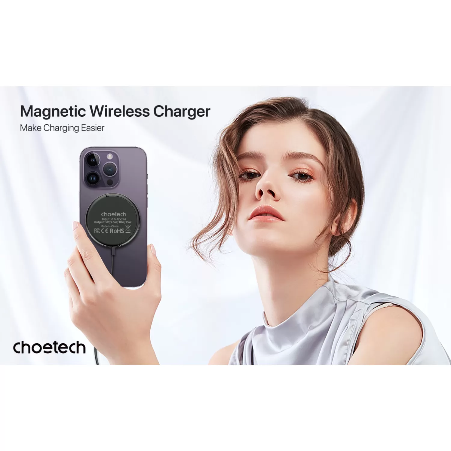 Choetech 15W Magnetic Wireless Charger - Black - Image 11