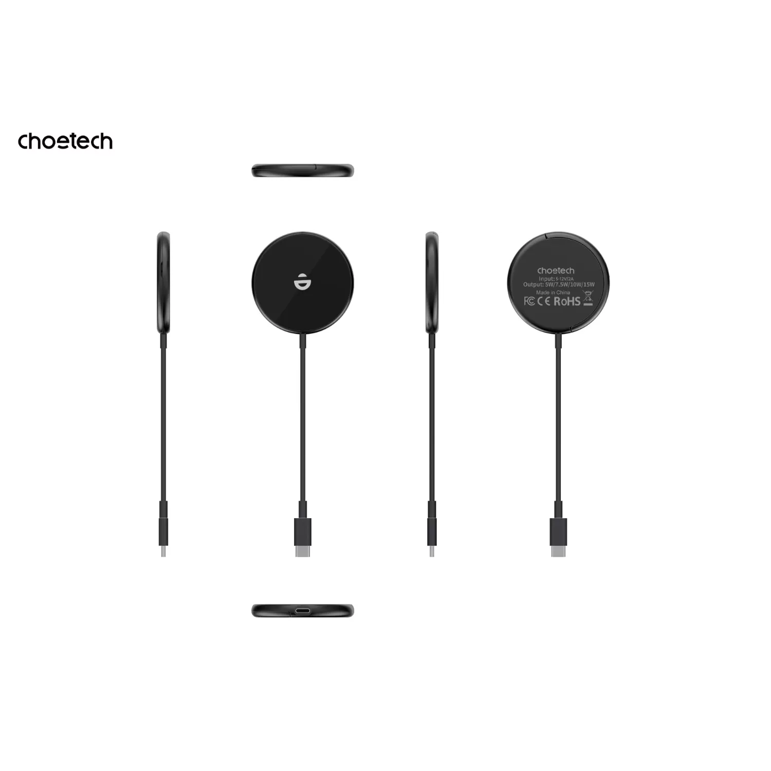 Choetech 15W Magnetic Wireless Charger - Black - Image 3