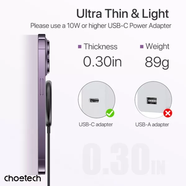 Choetech 15W Fast Wireless Charger With Stand - Black - Image 7