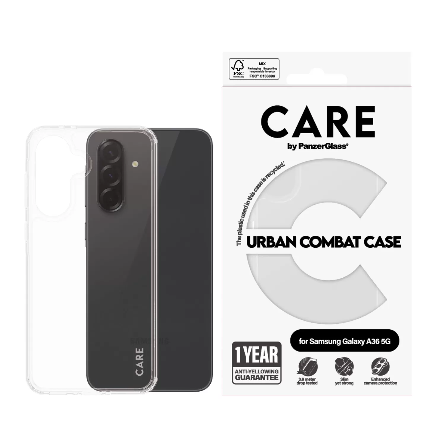 Samsung Galaxy A36 PanzerGlass Urban Combat Case – Clear