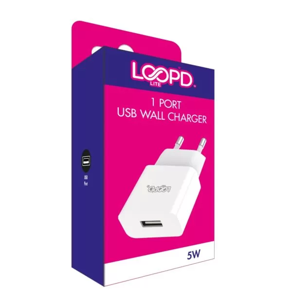 LOOPD LITE Wall Charger - Charging Adapter 1 Port White