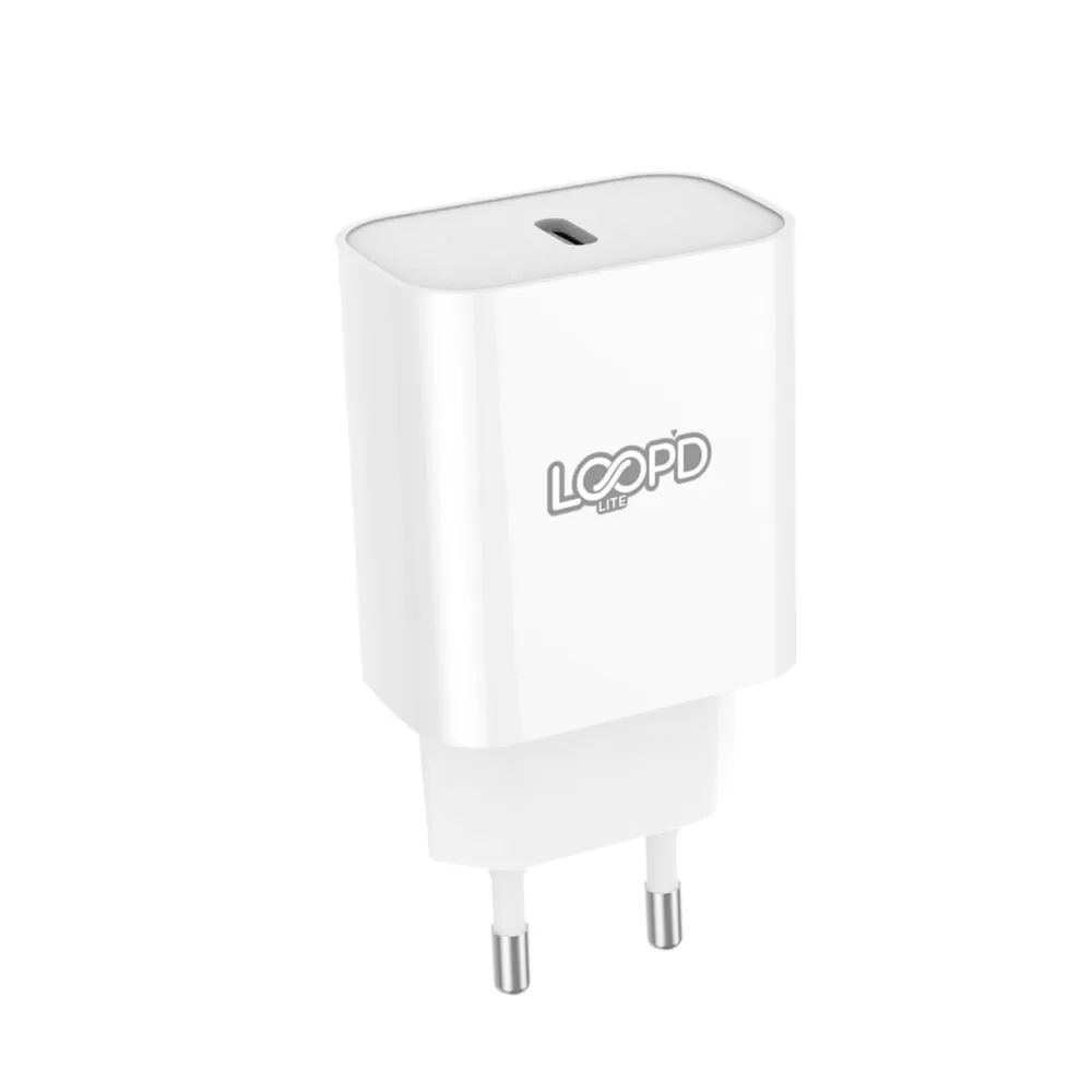 This LOOPD Lite 1 Port PD Wall Charger has over-current, over-voltage and short-circuit protection. Perfect for home or office use.