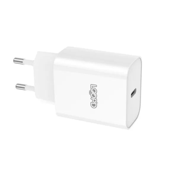 This LOOPD Lite 20W 1 Port PD Wall Charger has over-current, over-voltage and short-circuit protection. Perfect for home or office use.