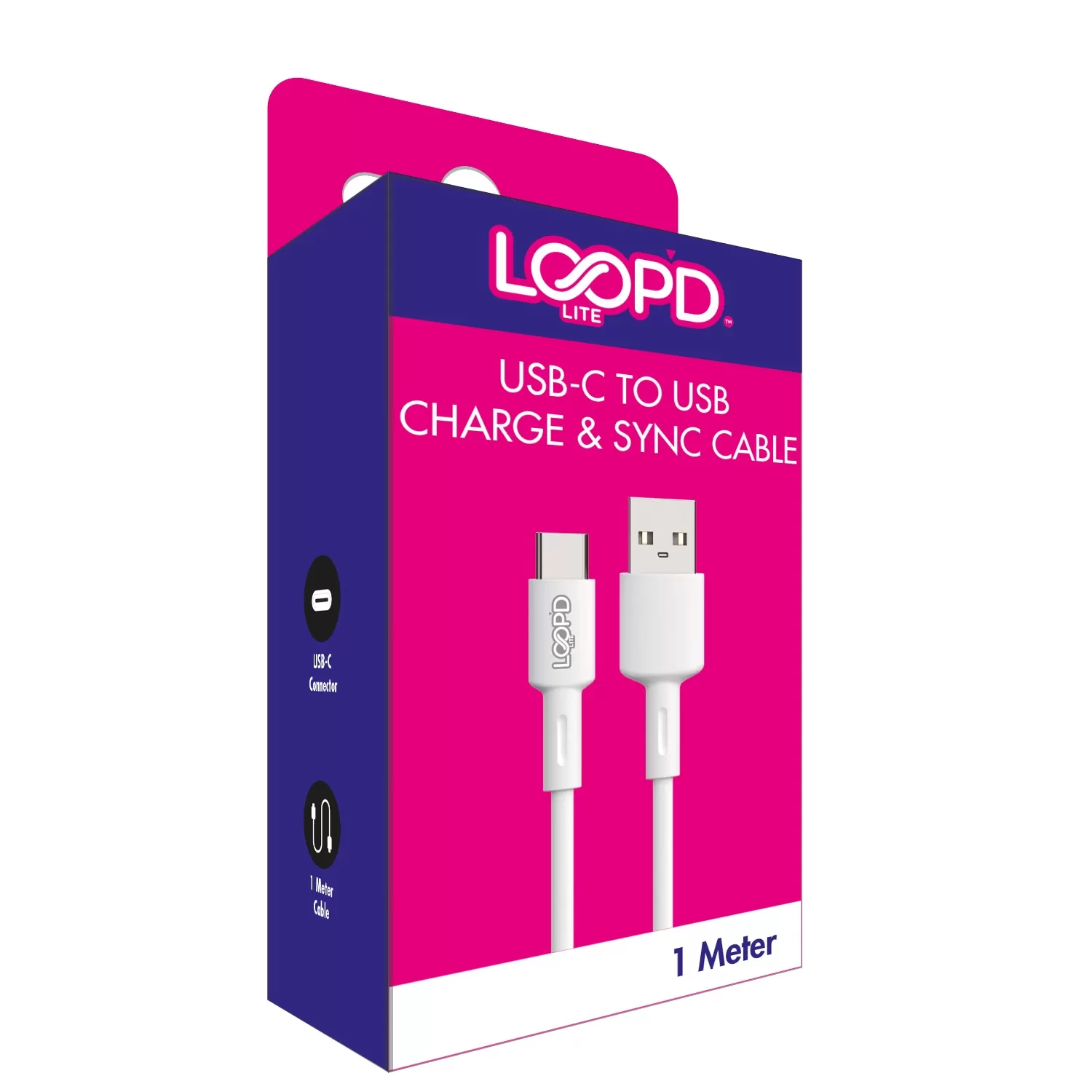 Loopd LITE 12W USB A To Type C Cable - 1m White - Image 3