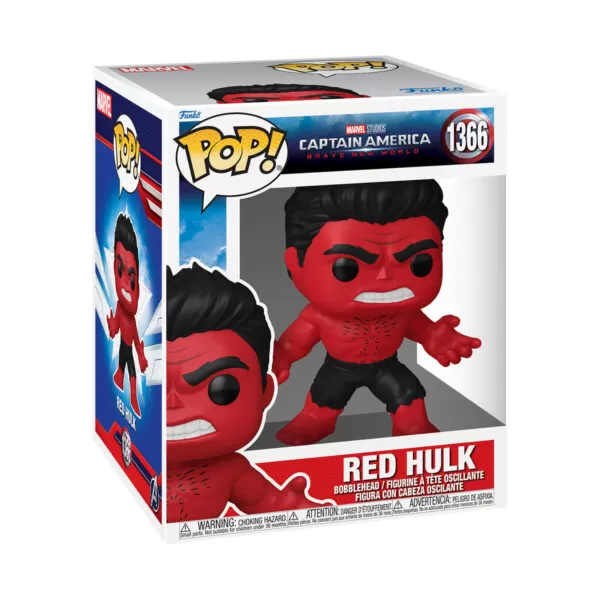 Front view of the Marvel Captain America Red Hulk Funko Pop collectable Brave New World bobblehead Figure #1366 in its original packaging.