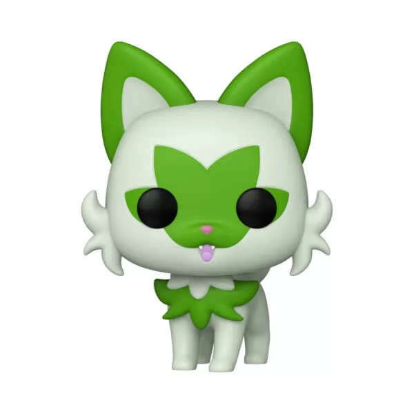 Unboxed view of Sprigatito Jumbo Funko Pop vinyl figure showcasing its detailed design.