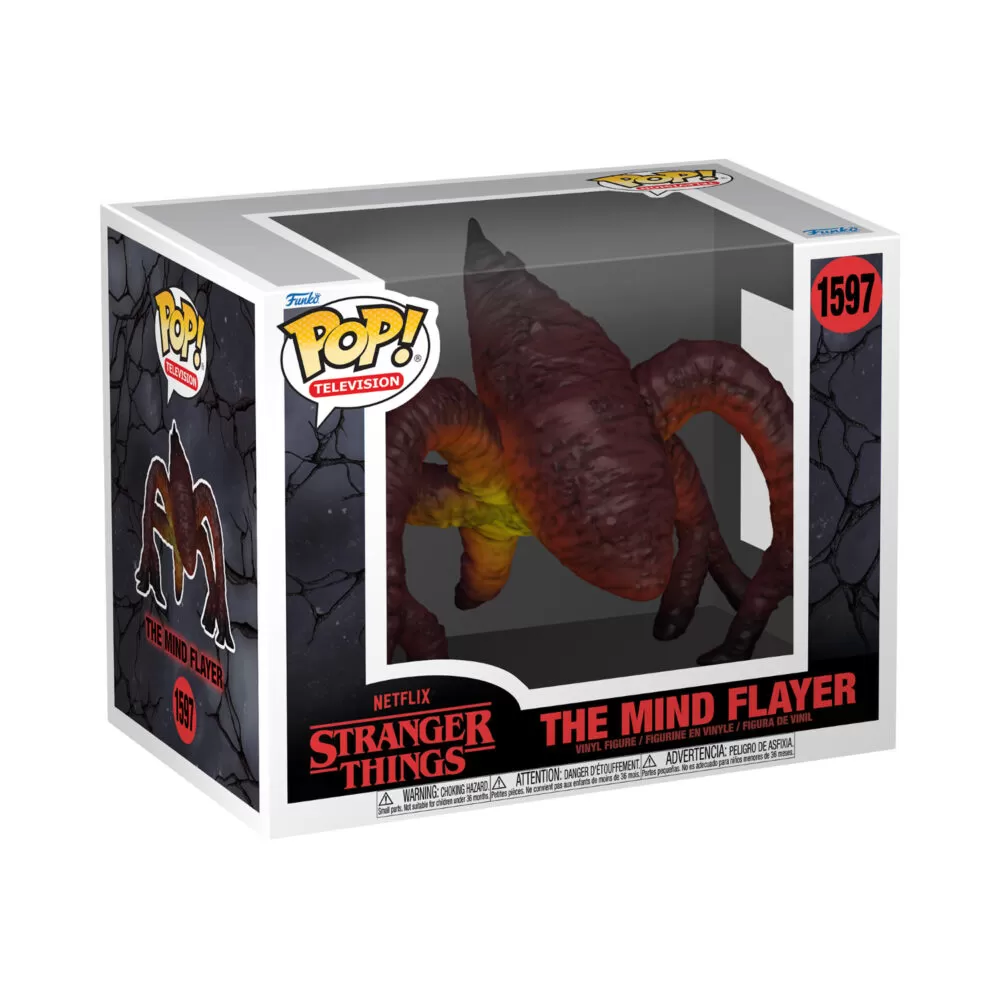 A front-facing view of the Netflix Stranger Things - The Mind Flayer Rift Funko Pop Super Sized Vinyl Figure in its window display box.