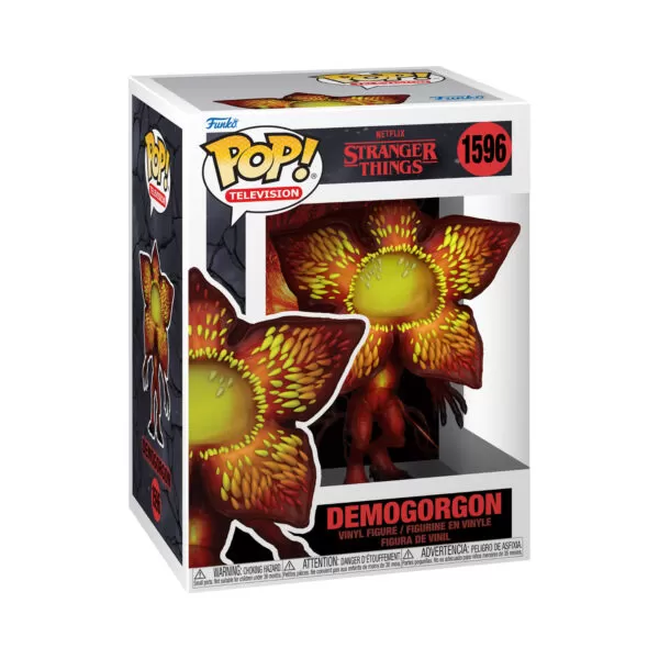 Front view of the Netflix Stranger Things Demogorgon Rift Funko Pop Vinyl Figure in its window display box, featuring a chilling rift color scheme.