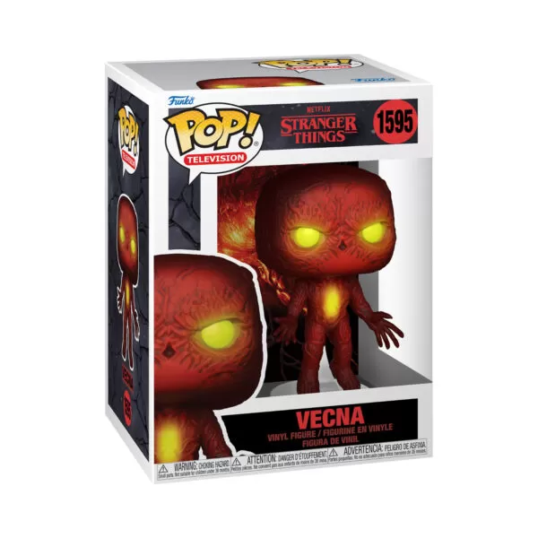 Front view of the Netflix Stranger Things Vecna Rift Funko Pop Vinyl Figure in its window display box, showcasing the rift-inspired color scheme.